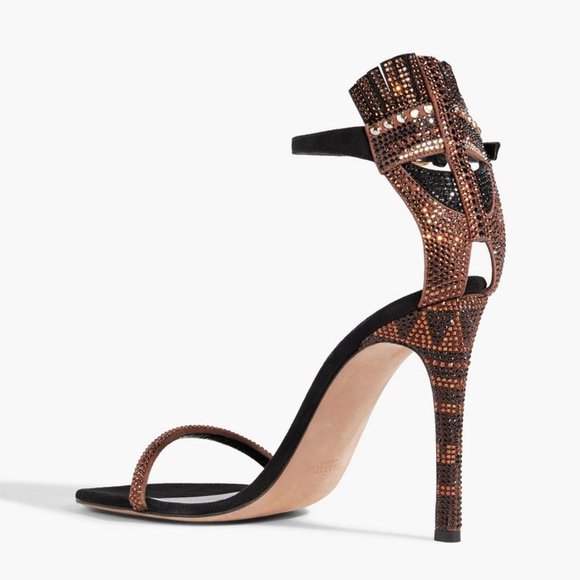 BNIB VALENTINO GLAM MASK TRIBE SUEDE CRYSTAL HEEL SANDAL SIZE Size 40 - Picture 2 of 12